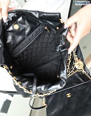 CHANEL | 22 Large Handbag Black Shiny Calfskin & White Metal - 48 x 45 x 10cm - 2