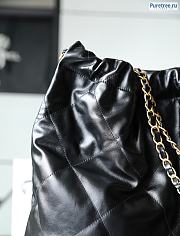 CHANEL | 22 Large Handbag Black Shiny Calfskin & Gold Metal - 48 x 45 x 10cm - 5