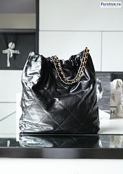 CHANEL | 22 Large Handbag Black Shiny Calfskin & Gold Metal - 48 x 45 x 10cm - 4