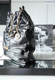 CHANEL | 22 Large Handbag Black Shiny Calfskin & Gold Metal - 48 x 45 x 10cm - 3