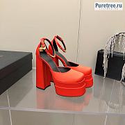 VERSACE | Medusa Aevitas Platform Pumps In Red Silk - 15.5cm - 1