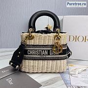 DIOR | Medium Lady Dior Bag Natural Wicker Black - 24 x 20 x 11cm - 1