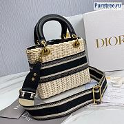 DIOR | Medium Lady Dior Bag Natural Wicker Black - 24 x 20 x 11cm - 6