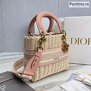 DIOR | Medium Lady Dior Bag Natural Wicker Pink Jacquard - 24 x 20 x 11cm - 4