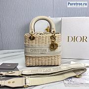 DIOR | Medium Lady Dior Bag Natural Wicker White Jacquard - 24 x 20 x 11cm - 1