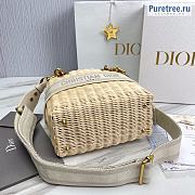 DIOR | Medium Lady Dior Bag Natural Wicker White Jacquard - 24 x 20 x 11cm - 3