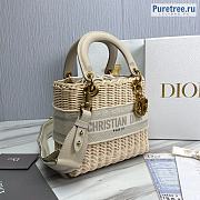 DIOR | Medium Lady Dior Bag Natural Wicker White Jacquard - 24 x 20 x 11cm - 5