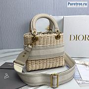 DIOR | Medium Lady Dior Bag Natural Wicker White Jacquard - 24 x 20 x 11cm - 4