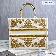 DIOR | Large Book Tote Cornely-Effect Embroidered White Leather - 41.5cm - 3