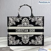 DIOR | Large Book Tote Cornely-Effect Embroidered Black Leather - 41.5cm - 1
