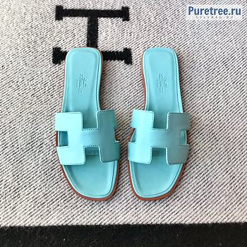 HERMES | Oran Sandal All Light Blue Smooth Leather