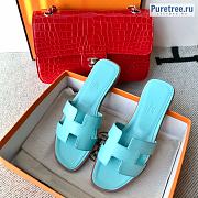 HERMES | Oran Sandal All Light Blue Smooth Leather - 4