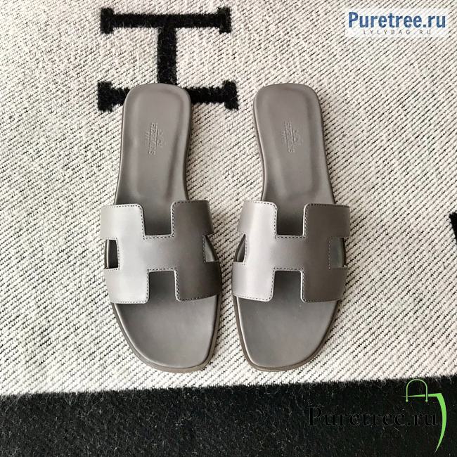 HERMES | Oran Sandal All Grey Smooth Leather - 1