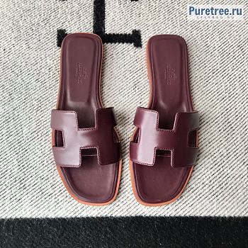 HERMES | Oran Sandal All Plum Smooth Leather