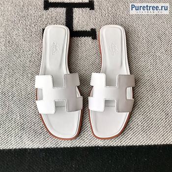 HERMES | Oran Sandal All White Smooth Leather