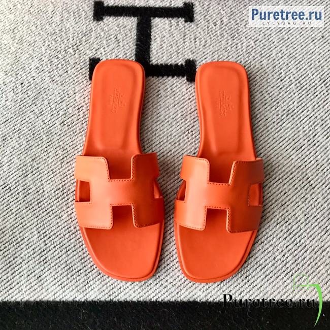 HERMES | Oran Sandal All Orange Smooth Leather - 1