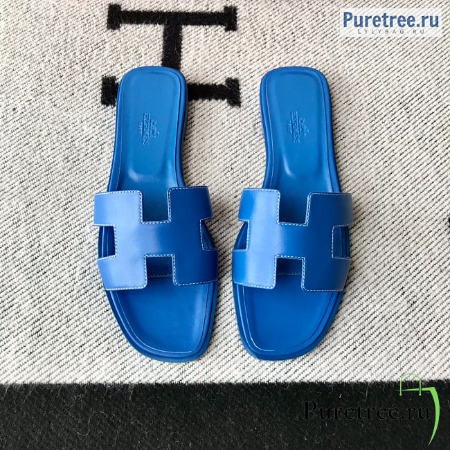 HERMES | Oran Sandal All Blue Smooth Leather - 1