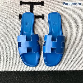 HERMES | Oran Sandal All Blue Smooth Leather