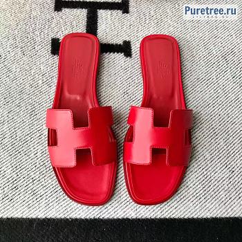HERMES | Oran Sandal All Red Smooth Leather