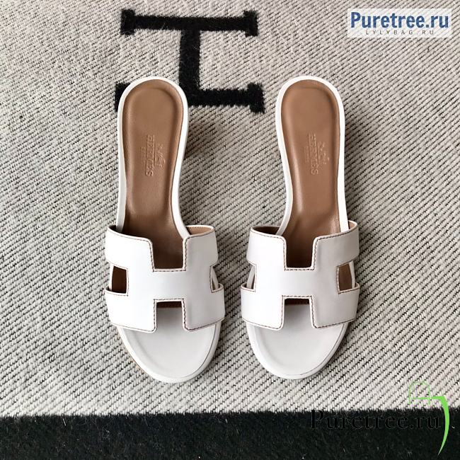 HERMES | Oasis Sandal White Smooth Leather - 5cm - 1