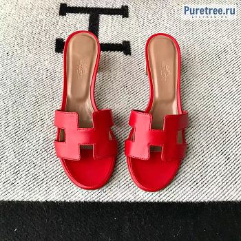 HERMES | Oasis Sandal Red Smooth Leather - 5cm