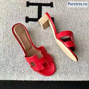 HERMES | Oasis Sandal Red Smooth Leather - 5cm - 3