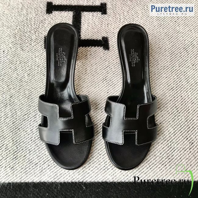 HERMES | Oasis Sandal All Black Smooth Leather - 5cm - 1