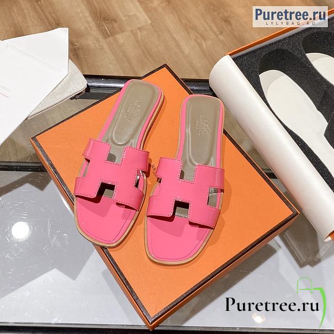 HERMES | Oran Sandal Pink Shiny Leather - 1