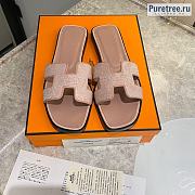 HERMES | Oran Sandal Pink Embellished & Suede Leather  - 1