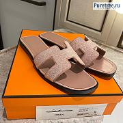 HERMES | Oran Sandal Pink Embellished & Suede Leather  - 5