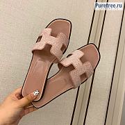 HERMES | Oran Sandal Pink Embellished & Suede Leather  - 6