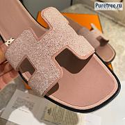 HERMES | Oran Sandal Pink Embellished & Suede Leather  - 2