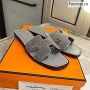 HERMES | Oran Sandal Gray Embellished & Suede Leather - 6