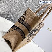 DIOR | Medium Book Tote Beige Jute Canvas Embroidered With Union Motif - 36cm - 6
