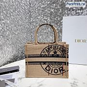 DIOR | Small Book Tote Beige Jute Canvas Embroidered With Union Motif - 26.5cm - 5