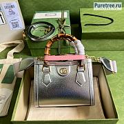 GUCCI | Diana Mini Tote Bag Silver Leather ‎702732 - 20 x 16 x 10cm - 1