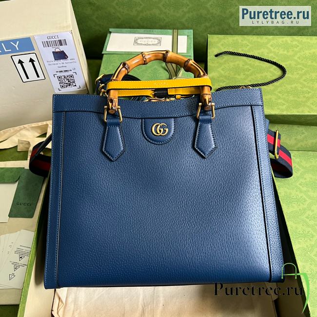 GUCCI | Diana Medium Tote Bag Blue Leather - 35 x 30 x 14cm - 1