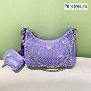 PRADA | Re-Edition 2005 Satin Purple Bag With Crystals - 22 x 18 x 6.5cm - 1