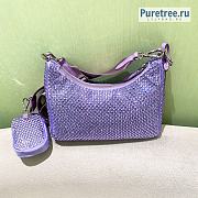 PRADA | Re-Edition 2005 Satin Purple Bag With Crystals - 22 x 18 x 6.5cm - 6