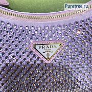 PRADA | Re-Edition 2005 Satin Purple Bag With Crystals - 22 x 18 x 6.5cm - 3