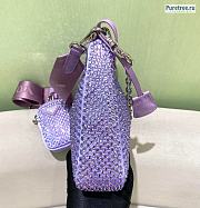 PRADA | Re-Edition 2005 Satin Purple Bag With Crystals - 22 x 18 x 6.5cm - 2