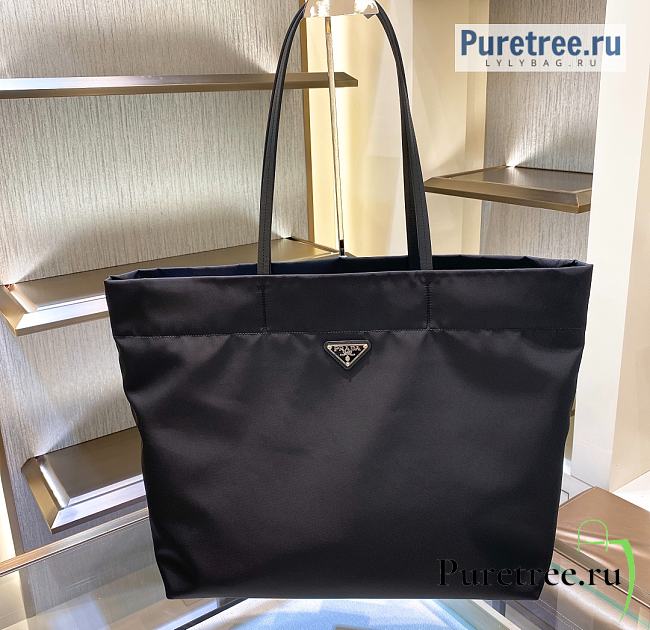 PRADA | Re-nylon And Saffiano Leather Tote Bag Black 1BG107 - 40 x 34 x 16cm - 1