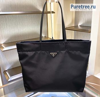 PRADA | Re-nylon And Saffiano Leather Tote Bag Black 1BG107 - 40 x 34 x 16cm