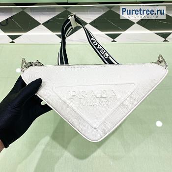 PRADA | Triangle Bag White Saffiano Leather 2VH155 - 28 x 18 x 11cm