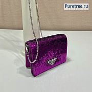PRADA | Card Holder Purple Sequin-embellished Satin - 11.5 x 8 x 2cm - 3