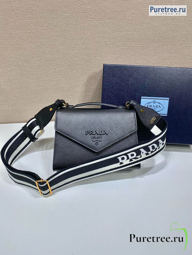 PRADA | Monochrome Saffiano Leather Bag Black 1BD317 - 21 x 14 x 6.5cm - 1