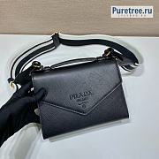 PRADA | Monochrome Saffiano Leather Bag Black 1BD317 - 21 x 14 x 6.5cm - 5