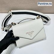 PRADA | Monochrome Saffiano Leather Bag White 1BD317 - 21 x 14 x 6.5cm - 2