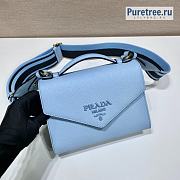 PRADA | Monochrome Saffiano Leather Bag Blue 1BD317 - 21 x 14 x 6.5cm - 6