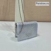 PRADA | Cardholder With Chain And Crystals White Satin 1MR024 - 11.5 x 8cm - 4